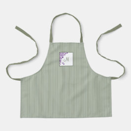 S Sage Green Stripe Paars Floral Script Monogram Schort