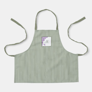 S Salie Groen Streep Paarse Bloem Slang Monogram Schort