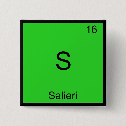 S - Salieri Grappig Chemie Element Symbool T-Shirt Vierkante Button 5,1 Cm (Voorkant)