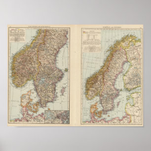 S Scandinavië, Noorwegen, Zweden Poster