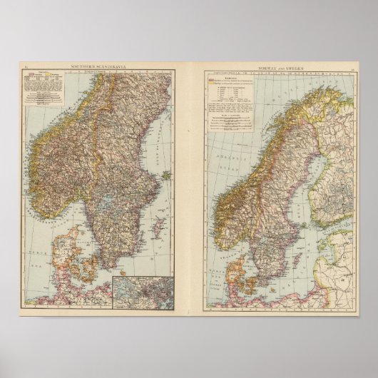 S Scandinavië, Noorwegen, Zweden Poster (Voorkant)
