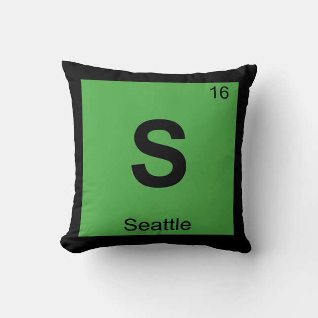 S - Seattle Washington Chemistry Periodic Table Kussen (Voorkant)
