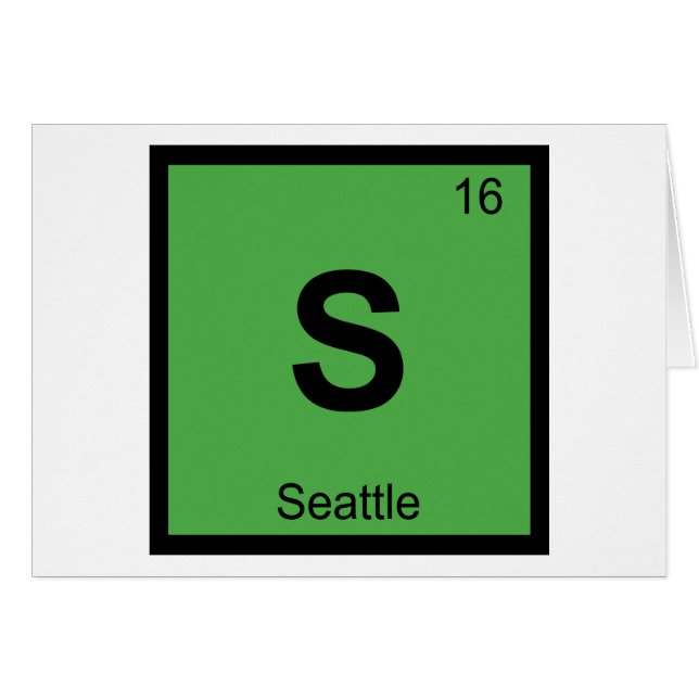 S - Seattle Washington Scheikunde Periodiek Systee (Voorkant Horizontaal)