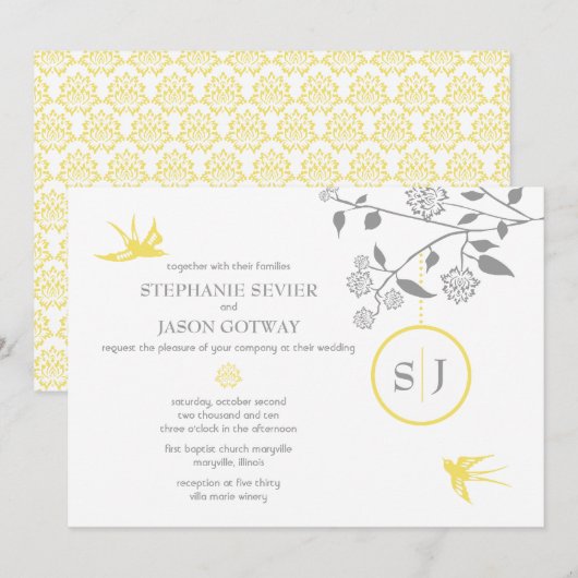 S. Sevier Marigold Birds Wedding Invitations Kaart (Voorkant / Achterkant)