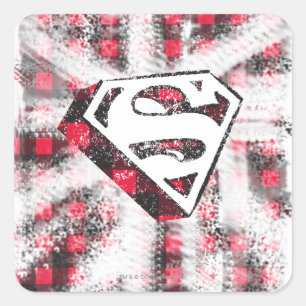 S-Shield Over Plaid Vierkante Sticker