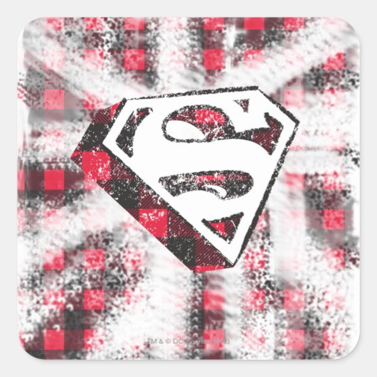 S-Shield Over Plaid Vierkante Sticker (Voorkant)