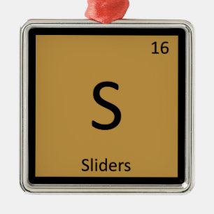 S - Sliders Burger Scheikunde Periodiek Systeem Sy Metalen Ornament