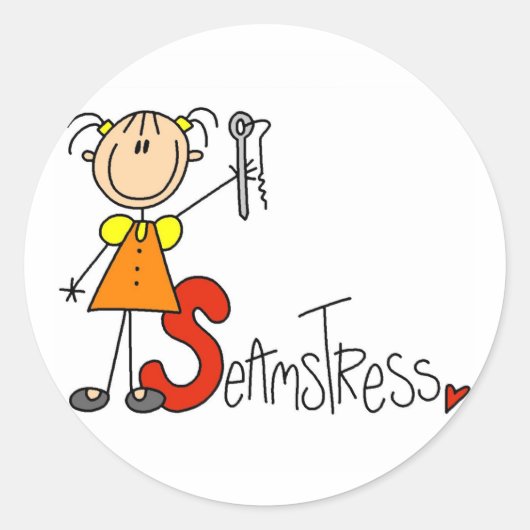 S staat voor naaister ronde sticker (Voorkant)