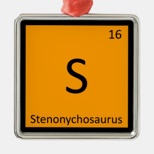 S - Stenonychosaurus Periodiek Systeem Symbool Metalen Ornament