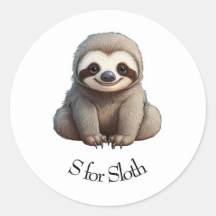 S voor Luiaard Ronde Sticker