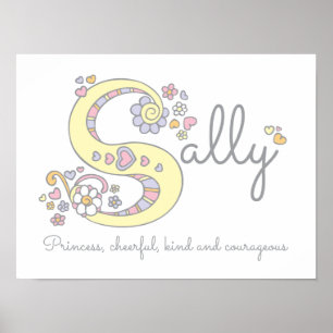 S voor Sally monogram letter kunst naam betekenis Poster