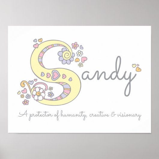 S voor Sandy monogram letter art name betekenend Poster (Voorkant)