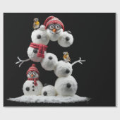 S-vormige sneeuwpop cadeaupapier (Vlak)