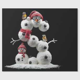S-vormige sneeuwpop cadeaupapier