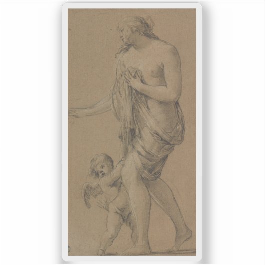 S. Vouet: Studie voor de figuren van Venus en Cupi Sticker (Voorkant)