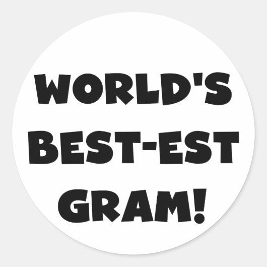 'S Werelds Best Gram Black Text Tshirts en Gasten Ronde Sticker (Voorkant)
