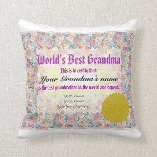 's Werelds Best Grandma Award certificaatpiloot Kussen