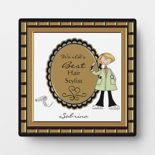 's Werelds Best Hair Stylist Vrouw Plaque Fotoplaat (Voorkant)