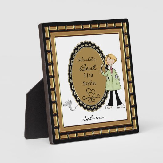 's Werelds Best Hair Stylist Vrouw Plaque Fotoplaat (Voorkant)