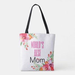 's Werelds Best Mam Waterverf Floral Moederdag Tote Bag