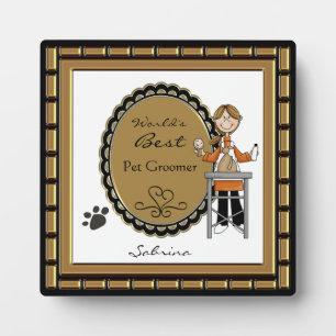 's Werelds Best Pet Groomer Vrouw Plaque Fotoplaat