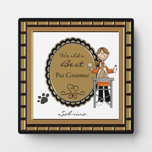 's Werelds Best Pet Groomer Vrouw Plaque Fotoplaat (Voorkant)
