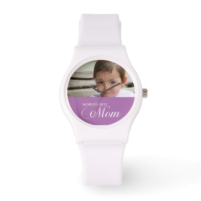 's Werelds beste aangepaste mam foto Horloge (Voorkant)