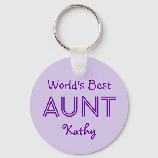 's Werelds beste AUNT Lavender Paars Gift 14O Sleutelhanger (Voorkant)