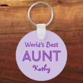 's Werelds beste AUNT Lavender Paars Gift 14O Sleutelhanger (Voorkant)