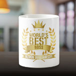 's Werelds beste baas Gold 5-ster Koffiemok<br><div class="desc">Personaliseer voor 's werelds beste baas om een uniek cadeau voor hen te creëer. Ontworpen door Thisnotme©</div>