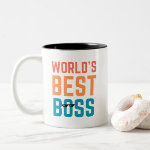 's Werelds beste baas, grappig kantoor-cadeau voor Tweekleurige Koffiemok
