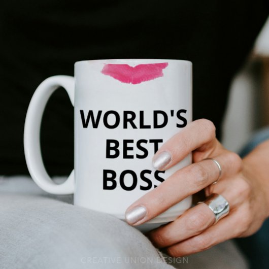 's Werelds beste baas lippenstift cadeau voor haar Koffiemok
