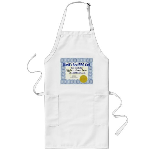 's Werelds beste BBQ Chef Certificate Apron Lang Schort (Voorkant)