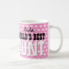 's Werelds beste BEDRAG roze witte harten V26 Koffiemok