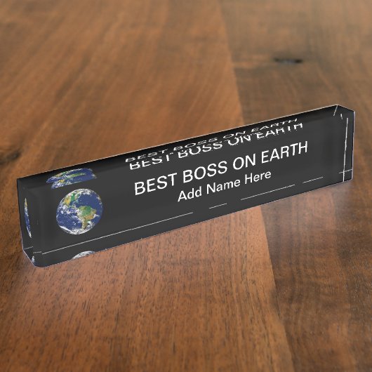 's Werelds beste Boss Earth Planet Desk Name Bord Naambordje (Zijkant)