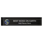 's Werelds beste Boss Earth Planet Desk Name Bord Naambordje (Voorkant)