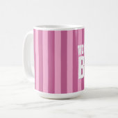 's Werelds beste BOSS roze stripes voor haar V11b Koffiemok (Voorkant links)