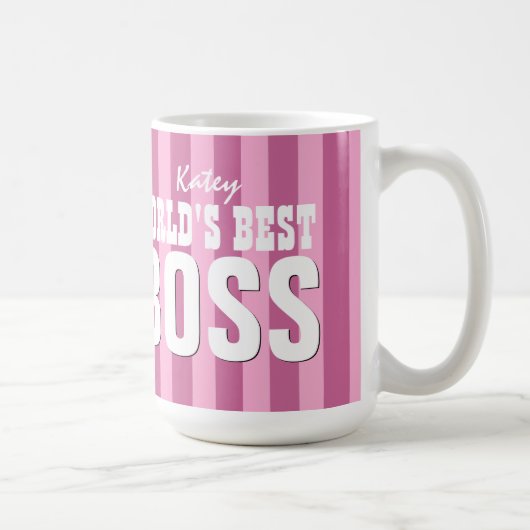 's Werelds beste BOSS roze stripes voor haar V11b Koffiemok (Rechts)