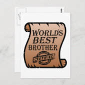 'S Werelds Beste Broer Grappig Certificaat Briefkaart (Voorkant / Achterkant)
