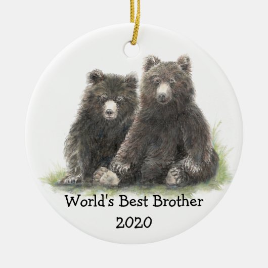's Werelds beste broer met de familie Cute Black B Keramisch Ornament (Voorkant)