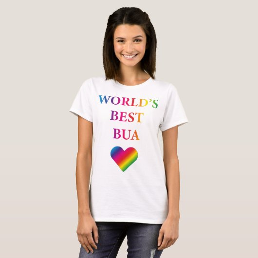 'S WERELDS BESTE BUA RAINBOW HEART T-Shirt  (Voorkant volledig)