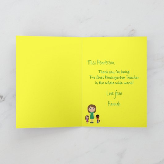 's Werelds beste Cartoon voor schoolkinderen Bedankkaart (Binnen)
