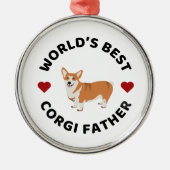 'S Werelds Beste Corgi Vader Hond Vader Kerstcadea Metalen Ornament (Voorkant)