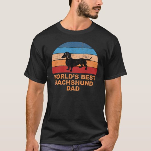 's Werelds beste dachshund pap Retro Sunset T-shirt (Voorkant)