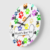 's werelds beste dierenarts Colorful Pet Paws Grote Klok (Hoek)