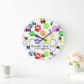 's werelds beste dierenarts Colorful Pet Paws Grote Klok (Huis)