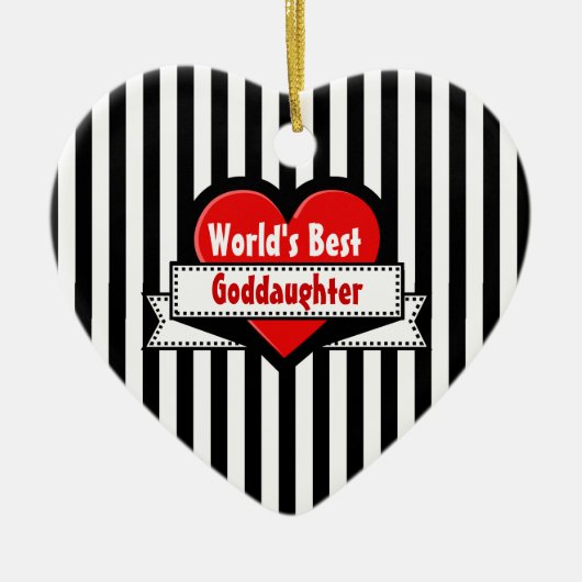 's Werelds beste dochter Red Heart Ribbon V20F Keramisch Ornament (Voorkant)