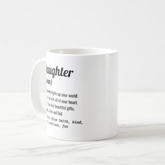 's Werelds beste dochterdefinitie-houding ooit Koffiemok (Voorkant links)