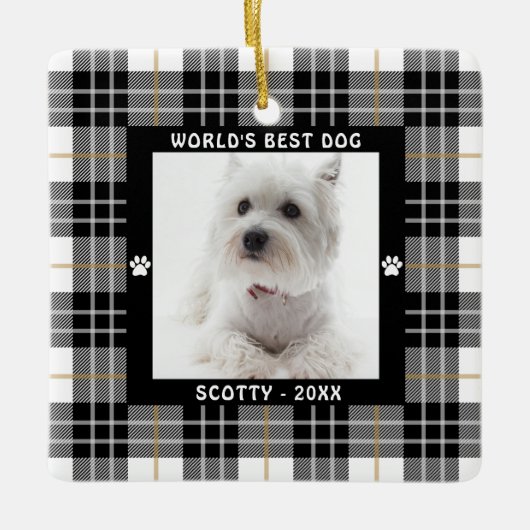 'S WERELDS BESTE DOG Black White Tan Pset Keramisch Ornament (Voorkant)