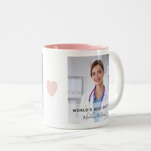 's Werelds beste dokter fotonaam Tweekleurige Koffiemok (Voorkant rechts)